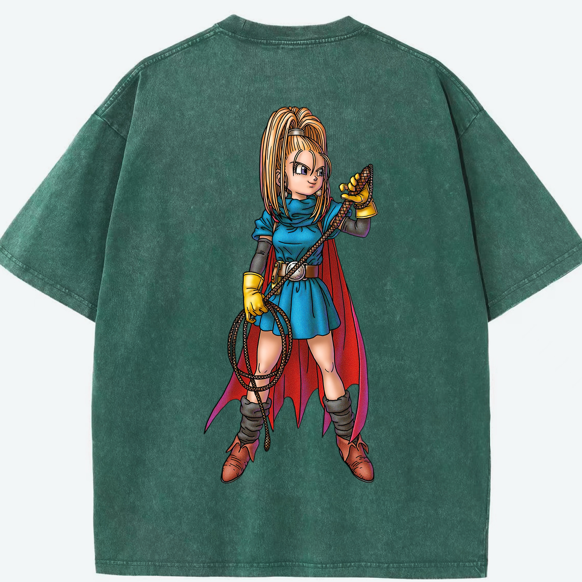 （画像用） ドラゴンクエスト Doragon Kuesuto Dragon Quest 綿100% ヴィンテージ風 半袖Tシャツ（背面プリント）